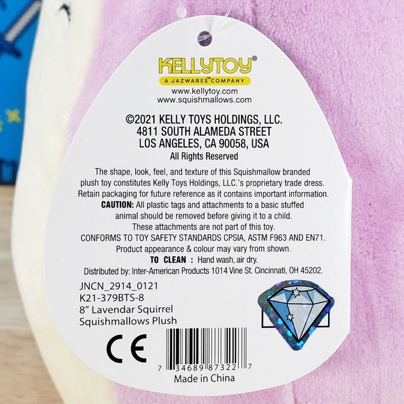 Squishmallow Sydnee the Lavender Squirrel 8" UltraSoft Stuffed Plush Toy NWT - Picture 12 of 12